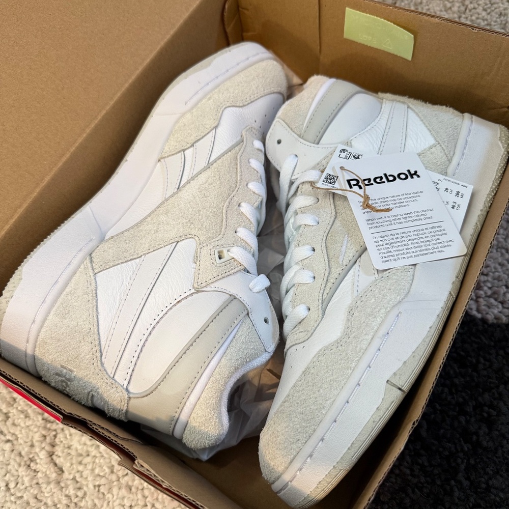 Reebok BB4000 2 Mid Retro ‘Triple White Hairy Suede’ | Men’s 8 | NIB - Picture 6 of 7